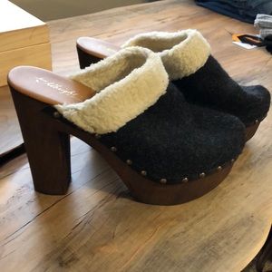Fleece And Wood Clogs